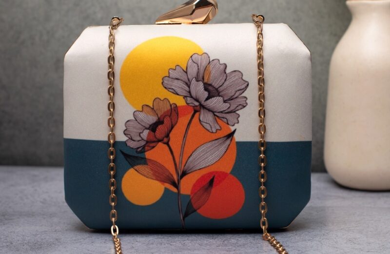 Beautiful artistic Floral print clutch handbag for women