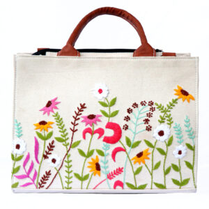 Hand embroidered canvas totebag for College girls, Women , Ladies