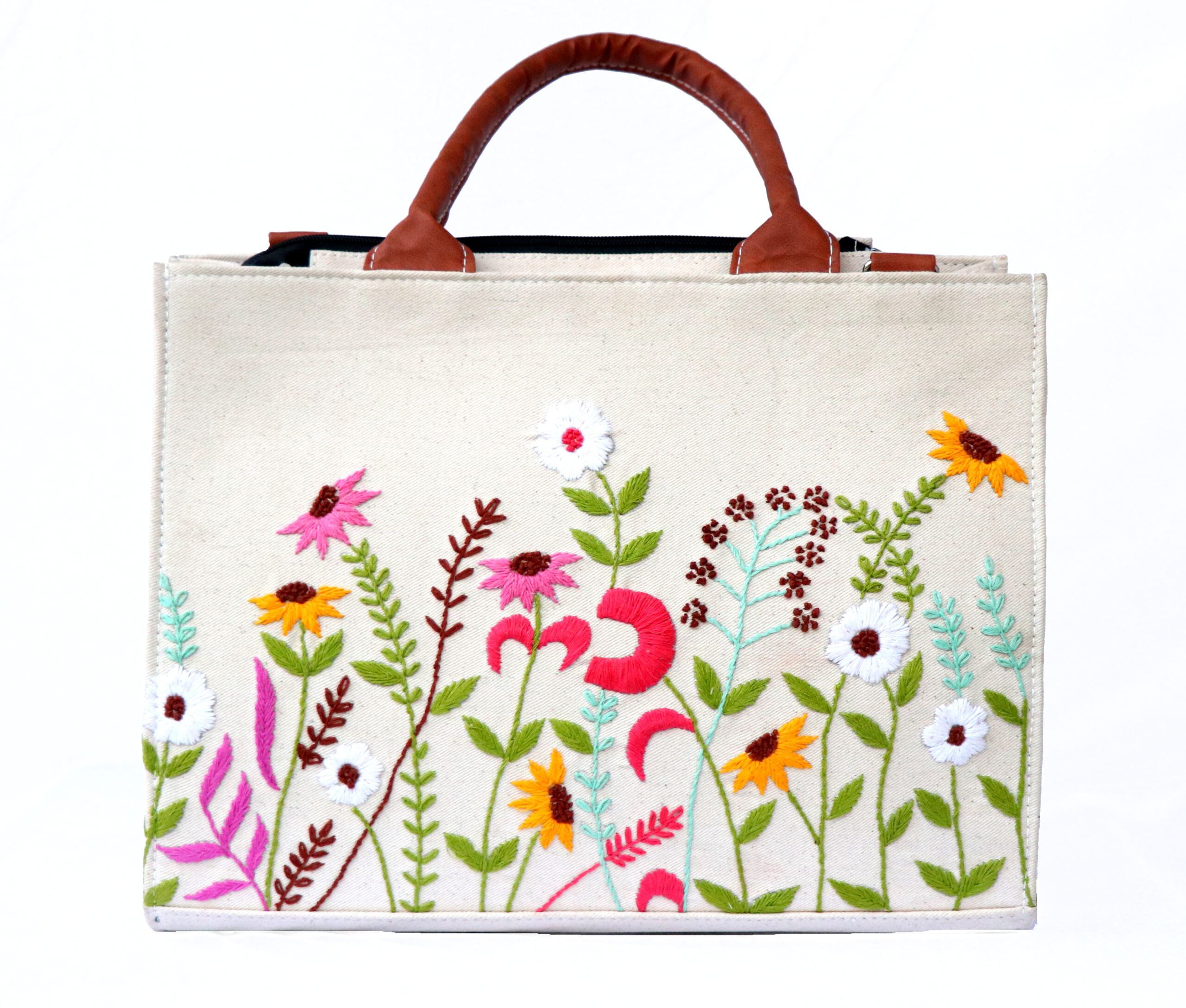 Hand embroidered canvas totebag for College girls, Women , Ladies