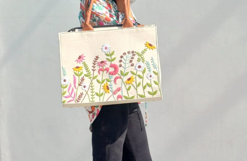 Canvas Embroidered Tote Bag for Women: The Perfect Office Handbag for Everyday Use