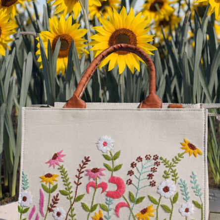 Hand embroidered canvas totebag for College girls, Women , Ladies