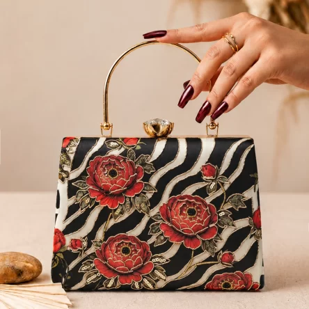 Floral Black & white Zebra print ladies clutch by The ShowSha