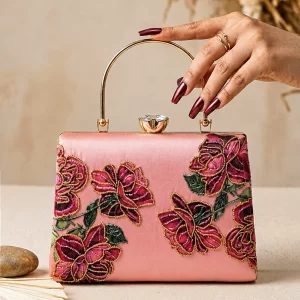 Pink floral ladies clutch - by The ShowSha