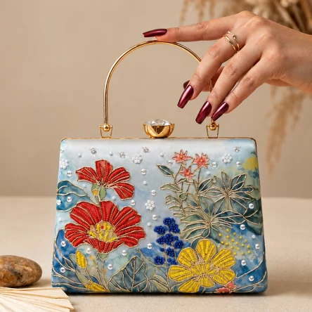 Beautiful Blue Floral ladies Clutch by TheShowSha