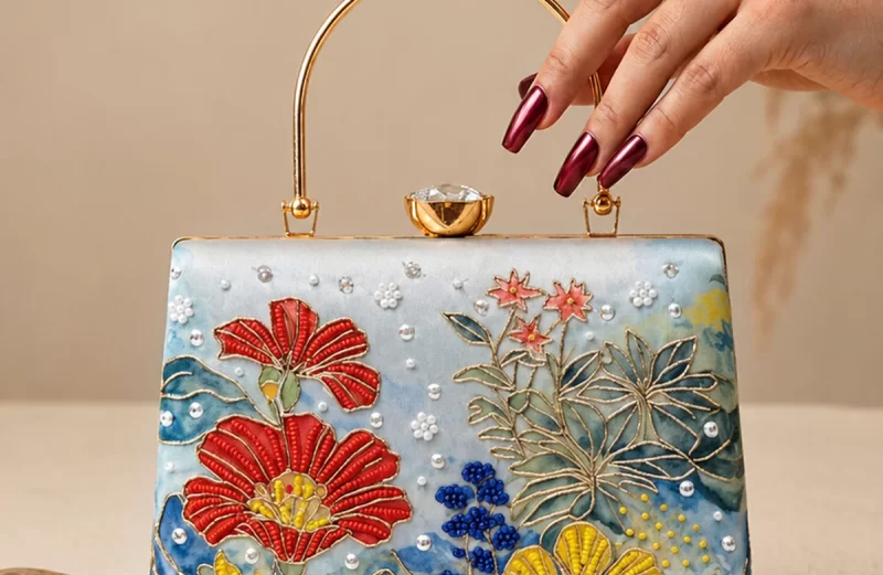 Beautiful Blue Floral ladies Clutch by TheShowSha