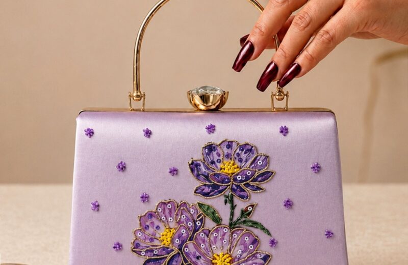 Beautiful Lavender Floral ladies Clutch by TheShowSha